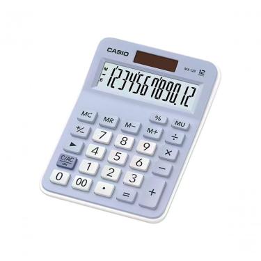 Imagem de Calculadora de Mesa Casio MX-12B-LB com 12 Dígitos, Cálculo de Percentual Regular e Dupla Alimentação Azul