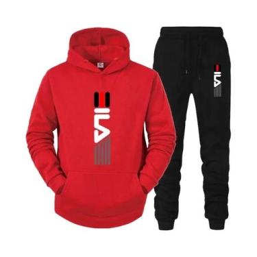 Imagem de Conjunto De Moletom Masculino Com Capuz E Calças De Fleece 2 Peças Cas