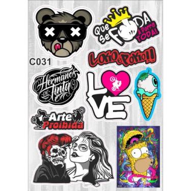 Imagem de Cartela De Adesivos - C031 - Carro - Moto - Caminhão - Bike - Stickers