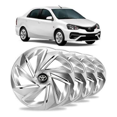 Imagem de Jogo 4 Calota Nitro Aro 14 Silver Toyota Etios Kit Carlota Corolla - E