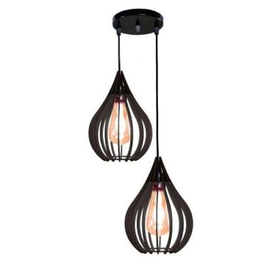 Imagem de Luminária Teto Lustre Pendente Balcão Cozinha Sala Duplo Cor:preto. - 