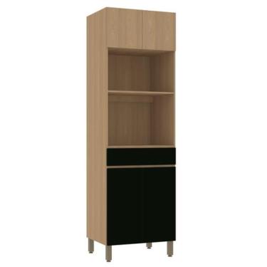 Imagem de Paneleiro Torre 70 cm com 2 Nichos para Microondas 4 Portas e 1 Gaveta