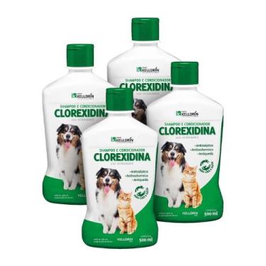 Imagem de Kit 4 Shampoo e Condicionador Kelldrin Clorexidina 500ml