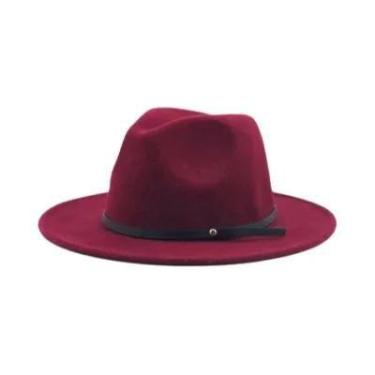 Imagem de Chapéu Fedora Vintage Unissex De Lã Com Aba Larga 54-56-60CM Elegante 