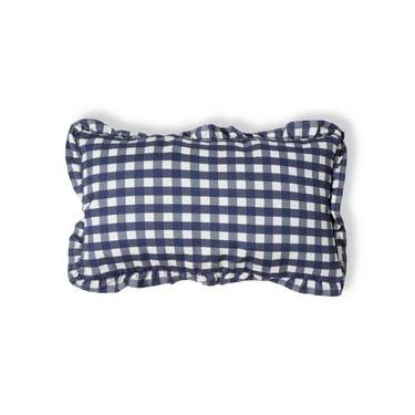 Imagem de Capa de Almofada Retangular Estampada com Babados Vichy Elena Azul Marinho Azul