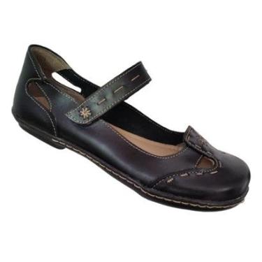 Imagem de Sapatilha Feminina Boneca Couro Legítimo Preto-Feminino