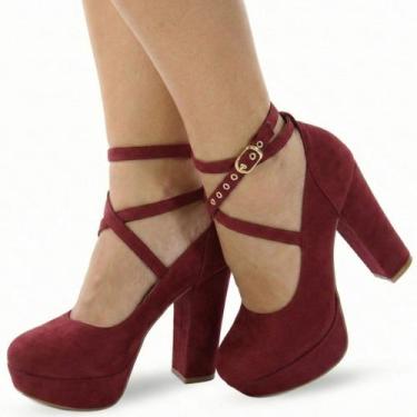 Imagem de Sapato Boneca Re&Ton Meia Pata Salto Alto Grosso MP8, Marsala, 35