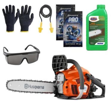 Imagem de Motosserra a Gasolina 120 Husqvarna 35CC Ideal para Sitio + Kit com Ol