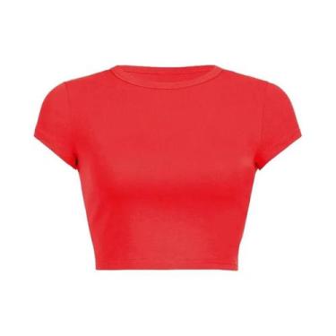 Imagem de Blusa Feminina Vintage De Cor Sólida, Top Cropped Y2K Sexy, T-Shirt Es
