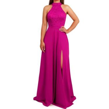 Imagem de Vestido Longo de Festa Com Fenda na lateral - Momento Vestido, Rosa pi