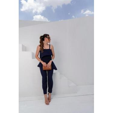 Imagem de Conjunto calça cenoura e blusa babado linho viscose antonela - Thati G