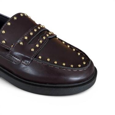 Imagem de Mocassim Lara Rosa Diana Casual Tachas Conforto Feminino -, 39, Terra