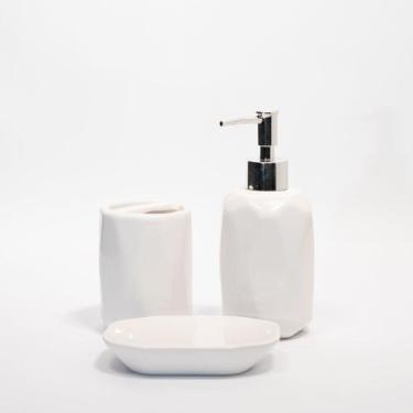 Imagem de Kit Jogo De Banheiro Branco em Cerâmica 3 Peças - Gici Casa