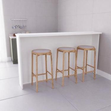 Imagem de Bancada Ilha 200cm 100% MDF Cozinha Sevilha Branco/Ártico/Cinza Argila