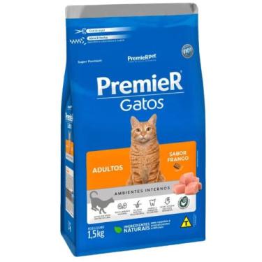 Imagem de Ração Premier Ambientes Internos Para Gatos Adultos Sabor Frango 1,5 k