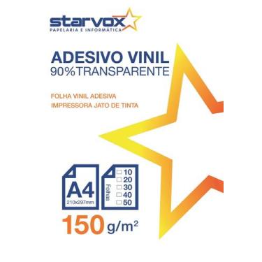 Imagem de Adesivos Vinil Semi Transparente Starvox Para Jato De Tinta A4 100 Fol