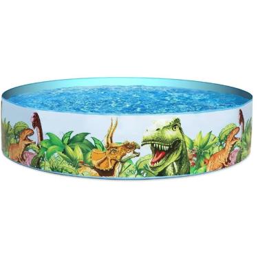 Imagem de Piscina Semirrígida Dinossauros 55022 183 cm em PVC Vinil com Estrutura Insuflável Infantil Bestway