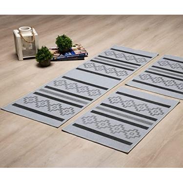 Imagem de Jogo Tapete Nova Delhi Cinza 3 Peças Chumbo/Cinza - Antiderrapante