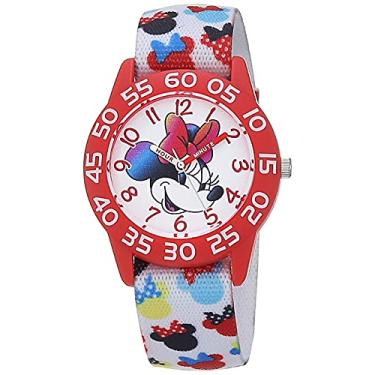 Imagem de Disney Relógio de quartzo japonês para meninas com pulseira de nylon, branco, 16 (modelo: WDS000989)