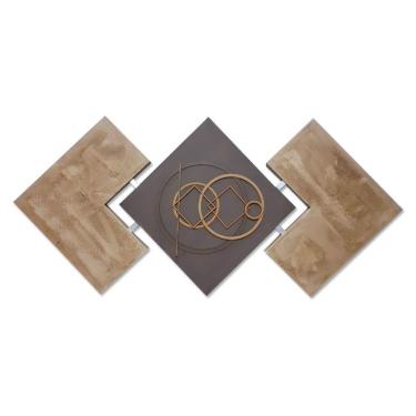 Imagem de Quadro Para Sala de TV Rústico Marrom Artesanal Abstrato