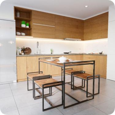 Imagem de Conjunto de Mesa Retangular e 4 Bancos Industrial Preto