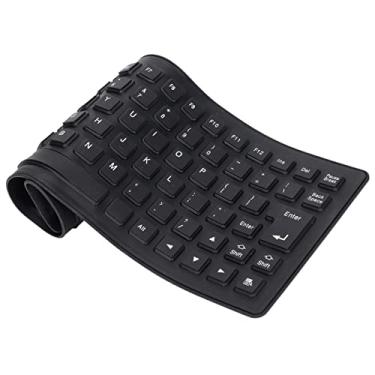 Imagem de Teclado dobrável de silicone, teclado dobrável à prova d'água, com fio, teclado dobrável flexível, fino, suave, digitação silenciosa, 85 teclas, para PC, notebook, laptop (preto)