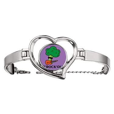 Imagem de N/A N/A Pulseira de desempenho de guitarra música brócolis coração joia pulseira de arame, medium, metal