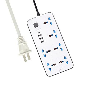 Imagem de burko Tira De Força Com 6 Soquetes Ca E 3 Usb 1 Porta Tipo C 6Ft Cabo De Extensão Protetor Contra Surtos Para Dormitório De Escritório Em Casa Botão Liga/Desliga Seguro De Usar