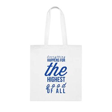 Imagem de Everything Happens For The Most Good Of All Sacola, Sacola Engraçada, Bolsa de Ombro, Sacolas Reutilizáveis, Cesta de Aniversário de Natal, Branco