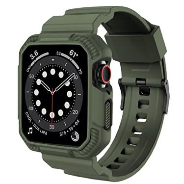 Imagem de OROBAY Pulseira compatível com Apple Watch de 41 mm/40 mm/38 mm, pulseira robusta à prova de impacto, para iWatch SE2 SE Series 9/8/7/6/5/4/3/2/1, com capa protetora, para homem/mulher, verde militar