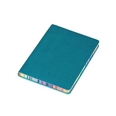 Imagem de Caderno de Negócios em Couro Design de Borda Arco-Íris Ideal para Professores Mulheres/Homens Escritores Jornalistas Escriturários, Azul, 4 peças