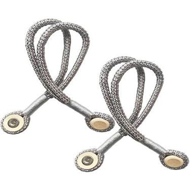 Imagem de Cortina Dupla Durável Cortina Magnética de Madeira Cortina Amarração Cinta Ornamento para Casa, Cinza