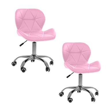 Imagem de Kit 02 Cadeiras Giratórias Office Eiffel Slim Ajustável cor:rosa