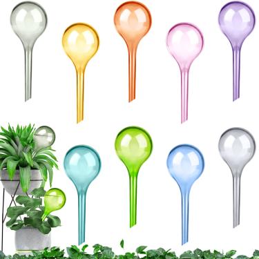 Imagem de Droutti 9 peças globos de irrigação de plantas globos coloridos auto-irrigáveis lâmpadas de rega automáticas de plantas de plástico globos de água dispositivo de irrigação por gotejamento para plantas internas e externas (13 × 5 cm)