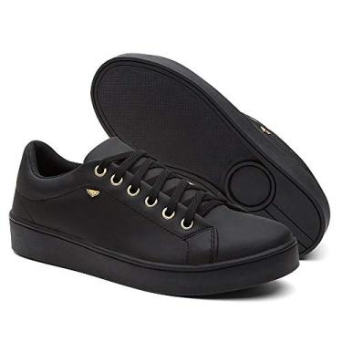 Imagem de QueroShoes Tênis Feminino Urbano Moda Casual Sola Baixa - Preto/34