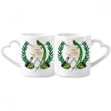 Imagem de Guatemala National Emblem Country Couple Conjunto de canecas de porcelana cerâmica para amantes de coração