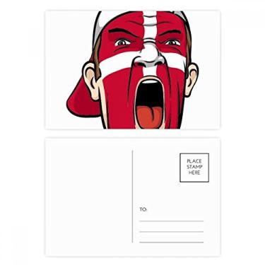 Imagem de Bandeira da Dinamarca maquiagem facial cabeça conjunto de cartão postal aniversário correio cartão de agradecimento