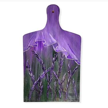 Imagem de Tábua cortar decorativa quadro decorarivo madeira de pinus Lavanda pintado à mão