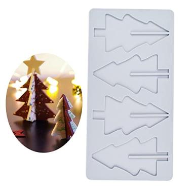 Imagem de Tapete de renda para árvore de Natal, molde de chifres de alce floco de neve, doce, festa de aniversário, faça você mesmo, ferramentas de decoração de bolo, impressão, chocolate, açúcar, molde de cozimento (Xmas Tress_H_26,4*13,7*0,4 cm)