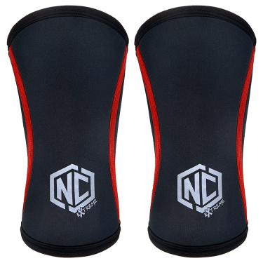 Imagem de Joelheira Alta Performance - 7mm - Preto c/ Vermelho (Par) GG