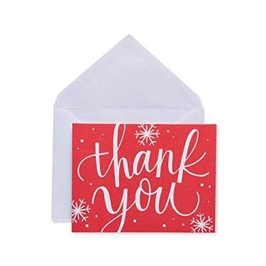 Imagem de American Greetings Cartões e envelopes de agradecimento de Natal, floco de neve vermelho (25 unidades)