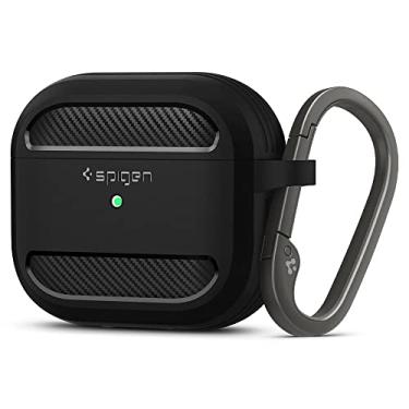 Imagem de Spigen Capa Rugged Armor projetada para AirPods 3ª geração (2021) capa de proteção contra quedas com chaveiro - preto fosco