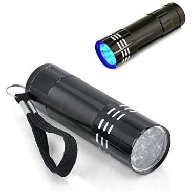 Imagem de Lanterna 9 Leds UV Luz Negra Ultra Violeta de Aluminio Preto. Caça Escorpiao, Detecta Nota Falsa e cartão, caça vazamento, vidro quebrado, seca esmalte, tinta e cola, Camping, Carrega Slime