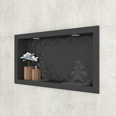 Imagem de Nicho para Banheiro em Mármore Sintético Texturizado 60x30cm Cozimax Preto