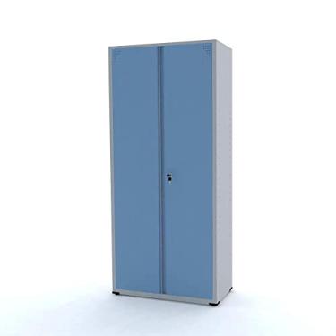 Imagem de Armário 2 Portas 4 Prateleiras Aço Ap402sl Pandin Móveis Cinza/azul Dali