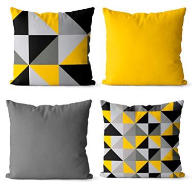 Imagem de Kit 4 Capas Para Almofadas personalizada amarelo e cinza