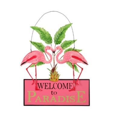 Imagem de Sunset Vista Designs Kathy Hatch Pretty in Pink Flamingo Welcome to Paradise, 35 x 25 cm