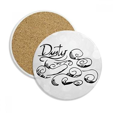 Imagem de Caneca para porta-copos com estampa de clima nublado pintado à mão com pedra absorvente de proteção de mesa