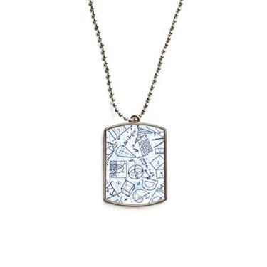 Imagem de DIYthinker Colar de aço inoxidável com pingente de placa de identificação de cachorro com régua de matemática pintado à mão azul