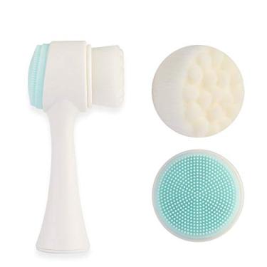 Imagem de Escova de limpeza facial 2 em 1, escova de limpeza facial dupla face com massageador de silicone de cerdas macias para limpeza esfoliante massageador de maquiagem (verde)